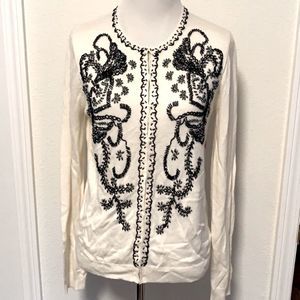 Janeville Cashmere Blend Beaded Cardigan Sz Small